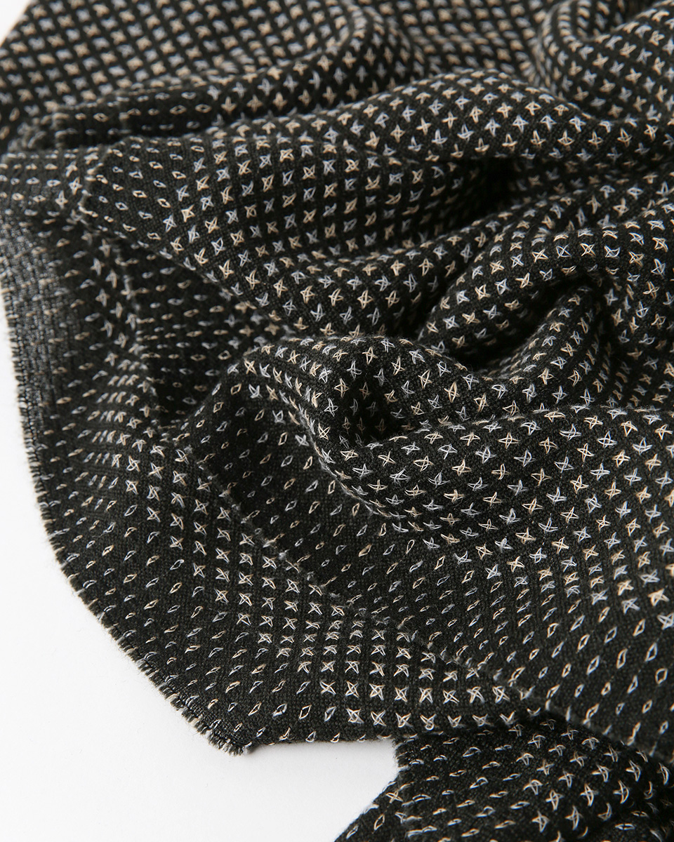 The stars twinkle,<br> Starry Stitched Wool Scarf