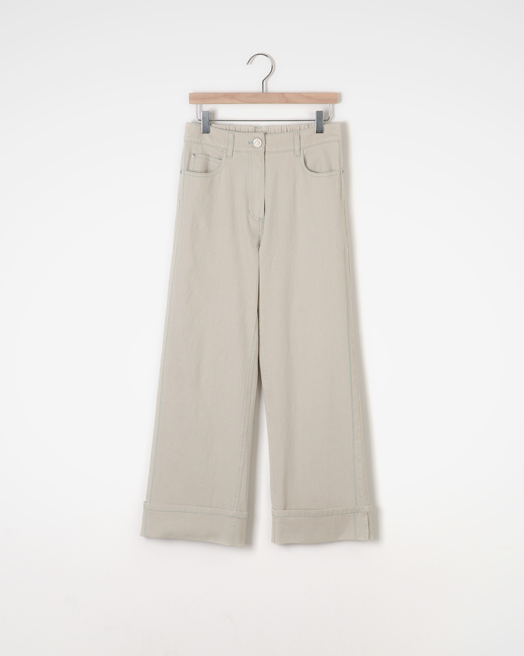 Crop Pants with Wit in Comfort<br> Cotton Roll-Up Crop Pants