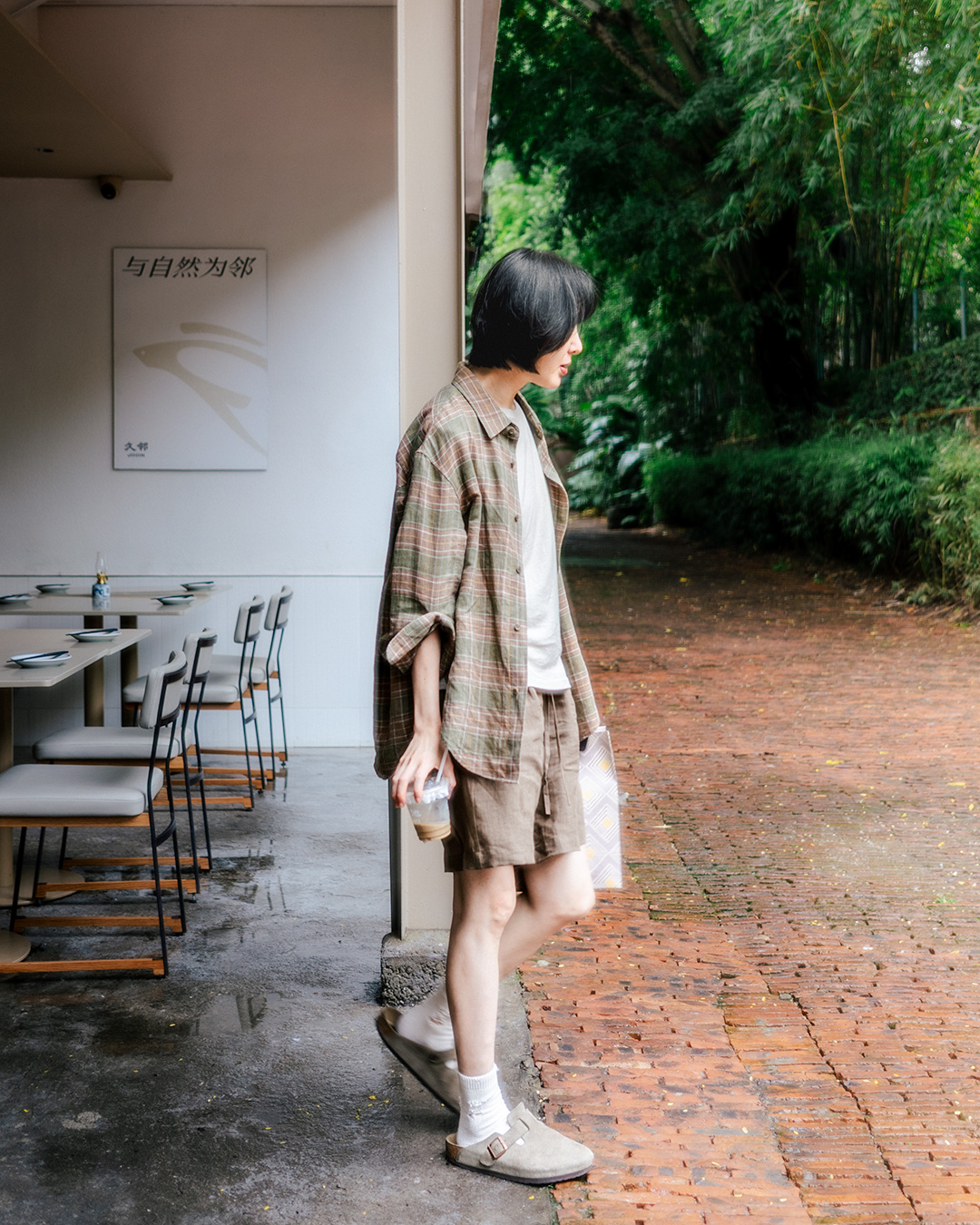Throw it on like a jacket<br> European Linen Check Shirt