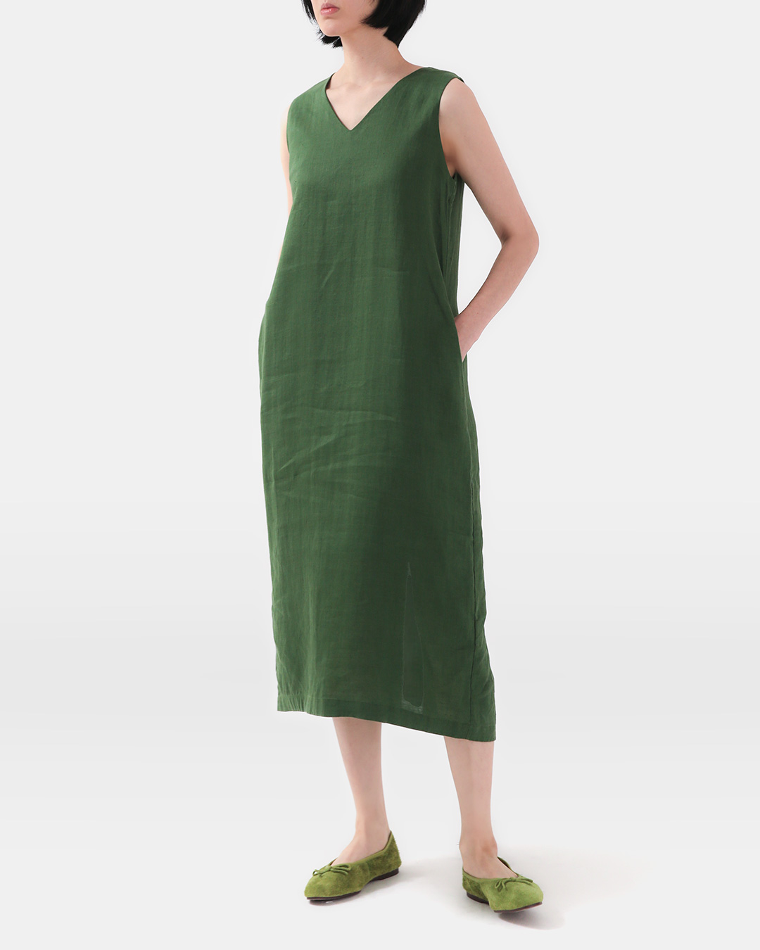 If there is a special event on a summer day<br> Linen Sleeveless Midi Dress