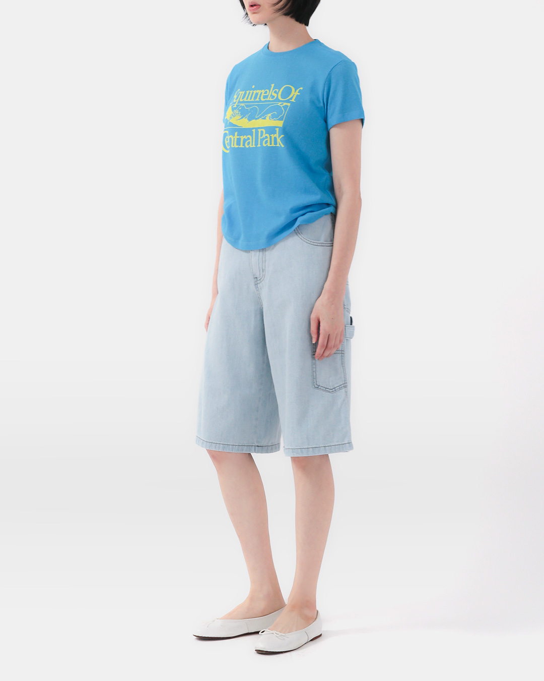 Cool off this summer with light denim<br> breezy cargo bermuda jean