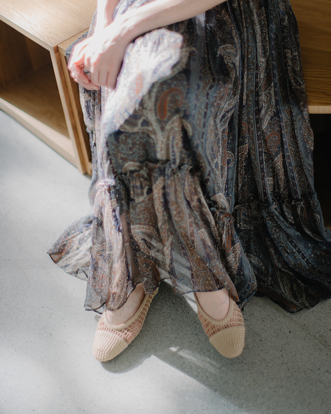 100% viscose Chiffon<br> Paisley Tiered Maxi Skirt
