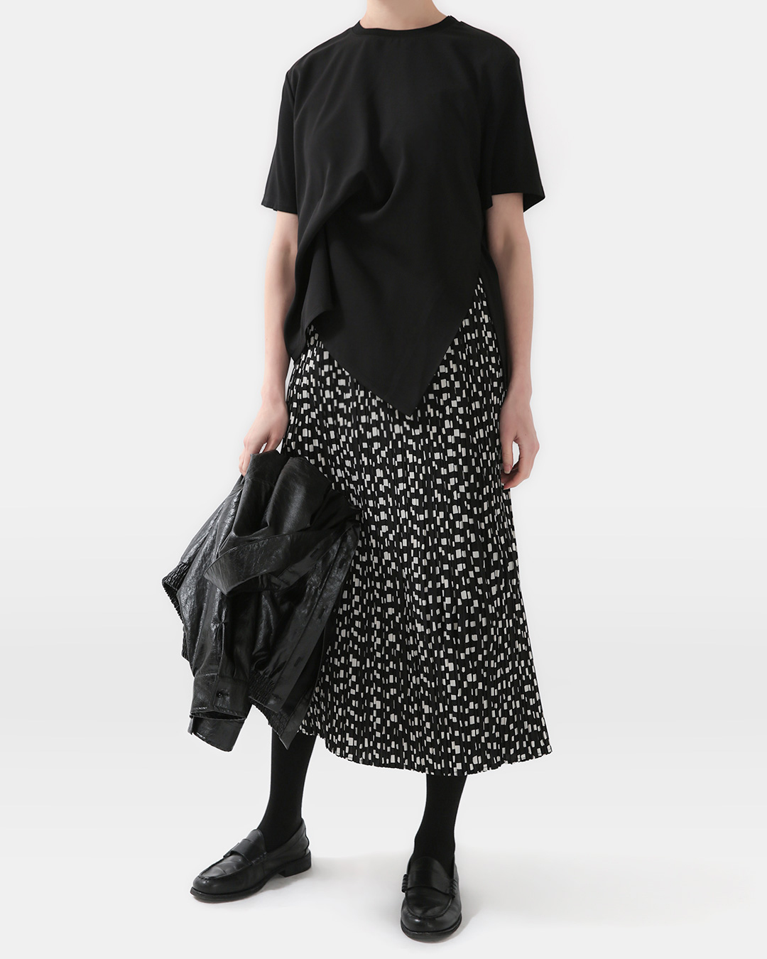 Lively and cheerful<br> Monochrome Geo Pleated Skirt