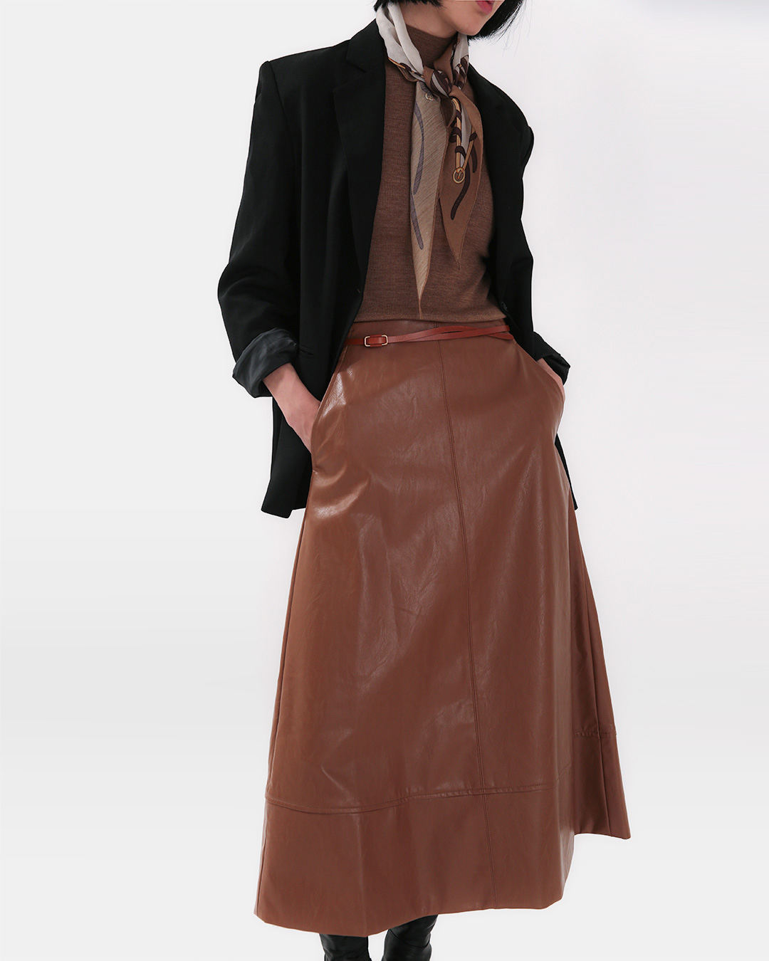 It's more special because it's uncommon<br> faux leather flare skirt
