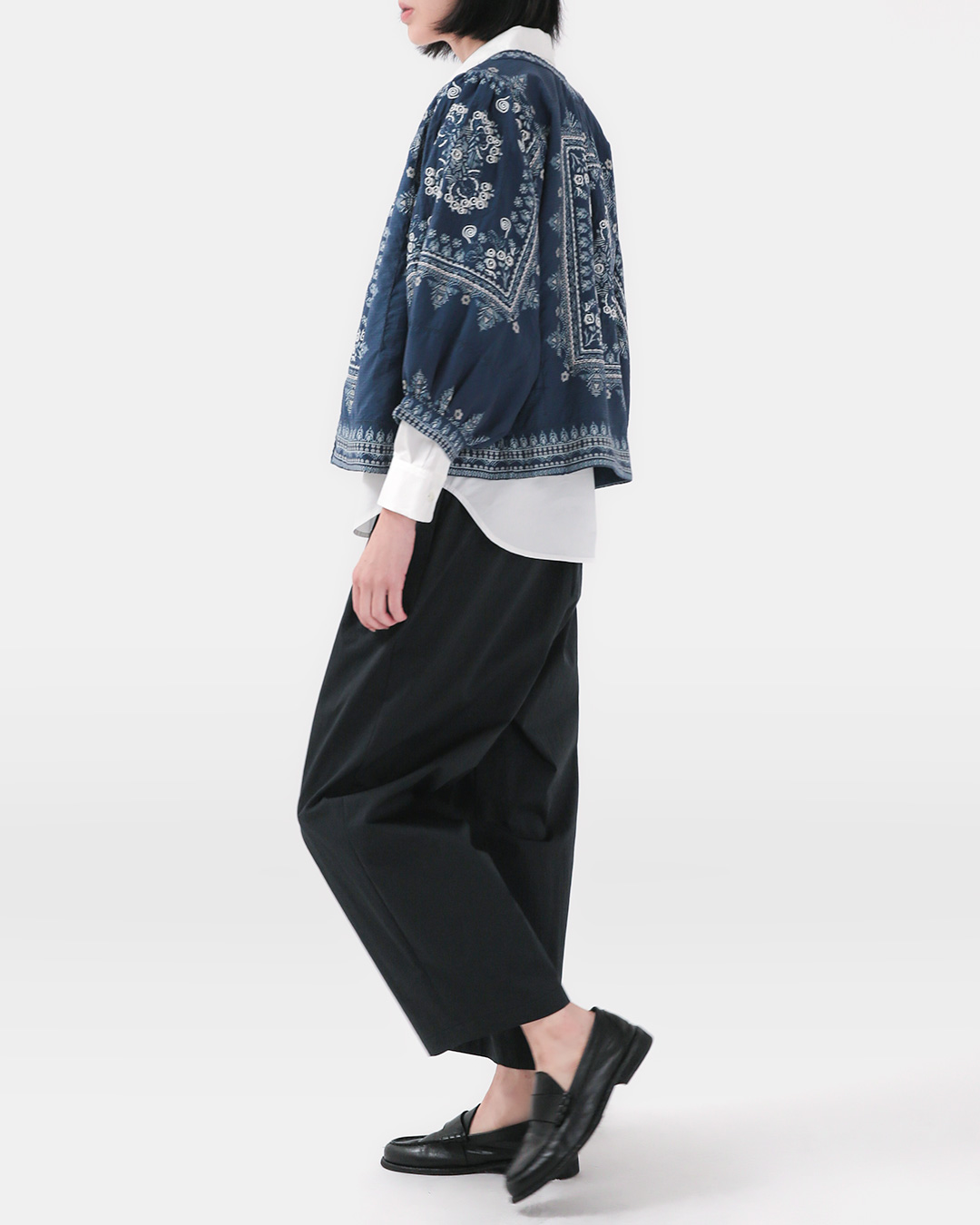 Change the mood by wearing something light<br> bandana-print cotton-silk jacket