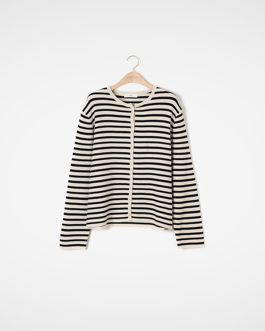 Organized in a single rhythm<br> breton stripe knit cardigan