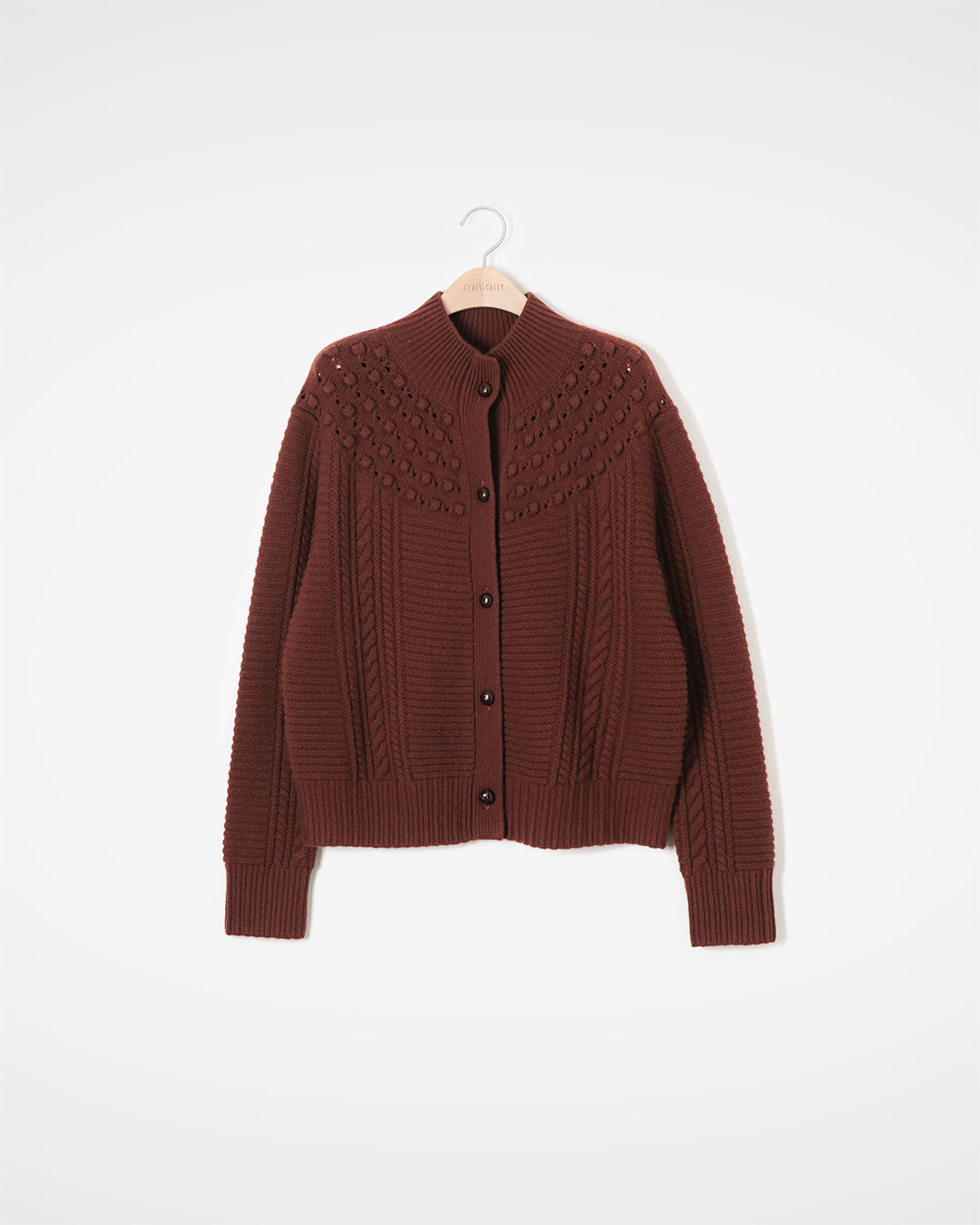 Cashmere Cardigan: Cozy, Three-Dimensional Fabric<br> Cashmere-wool textured knit cardigan