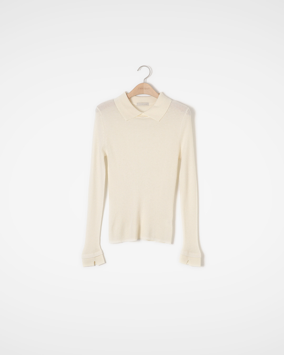 Basic, neat and tidy everywhere<br> convertible collar pure wool rib knit