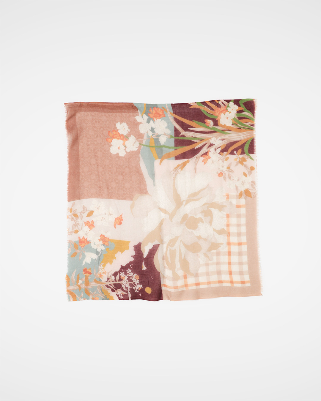 When something is missing, the face tone becomes brighter<br> 100% Cashmere Floral Scarf