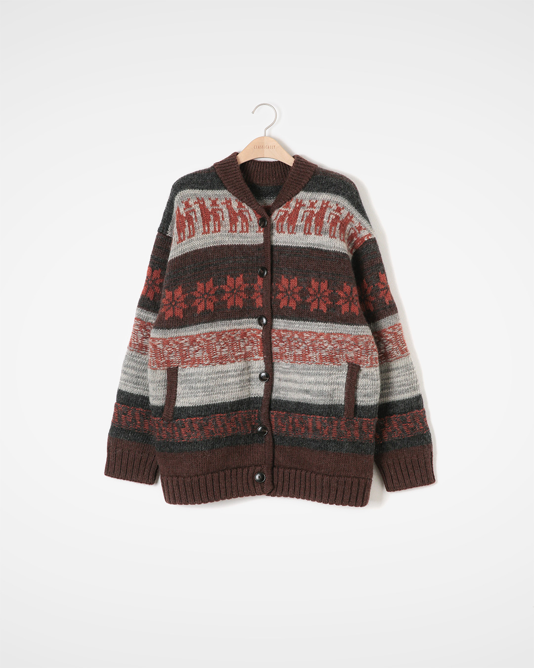 Cozy Camp Mood, Classic Nordic Patterns<br> nordic pattern wool cardigan