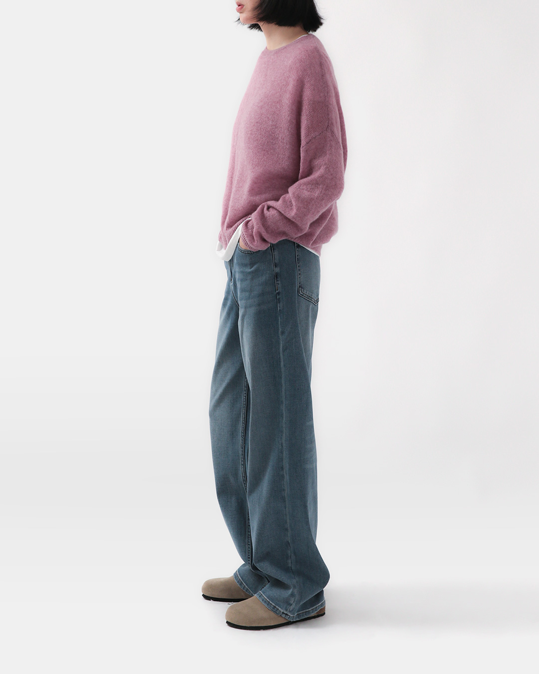 Elaborately crafted in Italy<br> clean-fade straight jeans