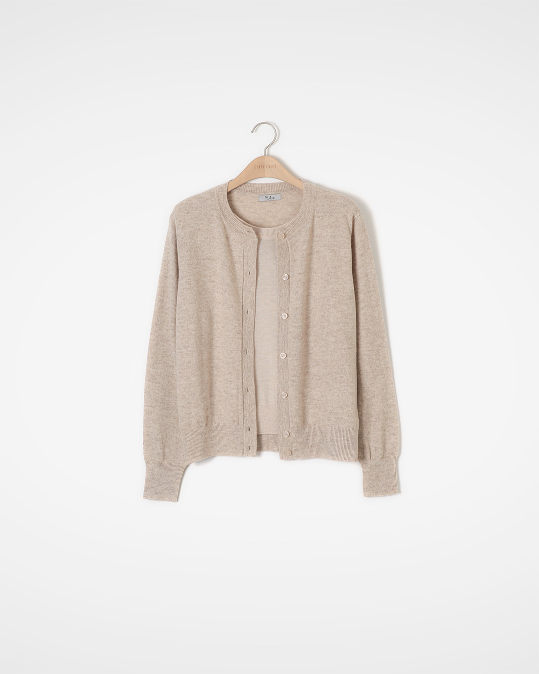 Inner knit and cardigan as a set<br> Efficient Layered Wool Cardigan