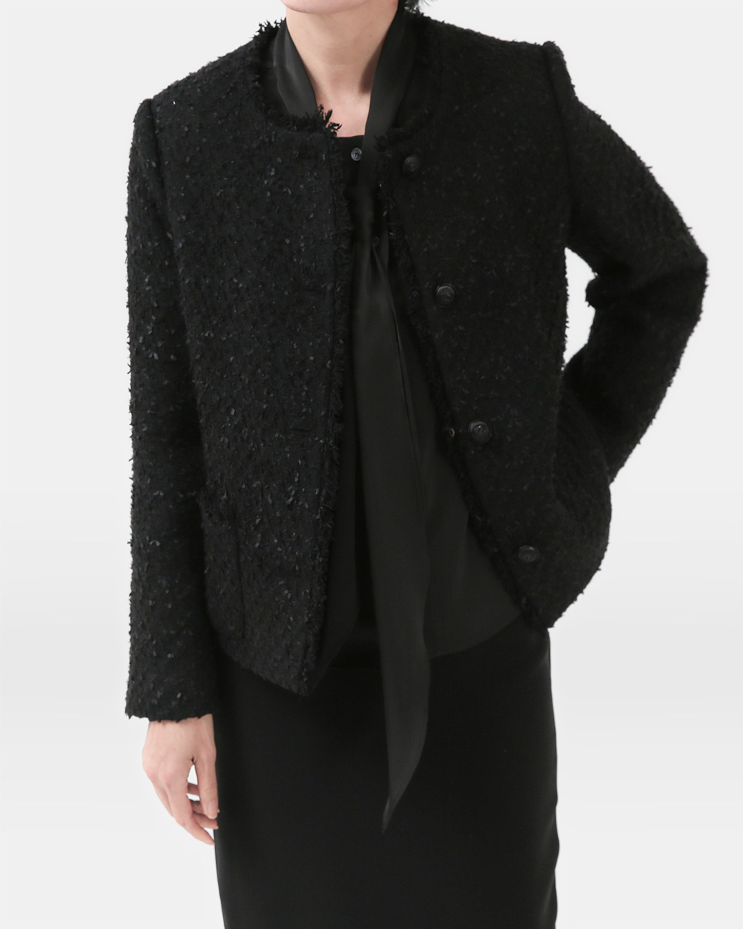 Delicate Black<br> 100% Wool Tweed