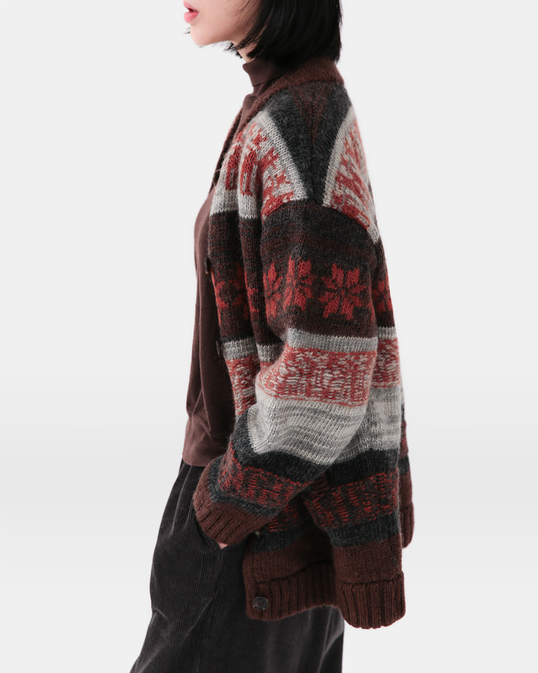 Cozy Camp Mood, Classic Nordic Patterns<br> nordic pattern wool cardigan
