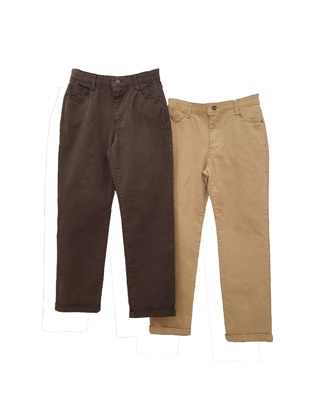 Slim silhouette completed with comfort<br> bio-washed stretch slim pants (Beige 55)