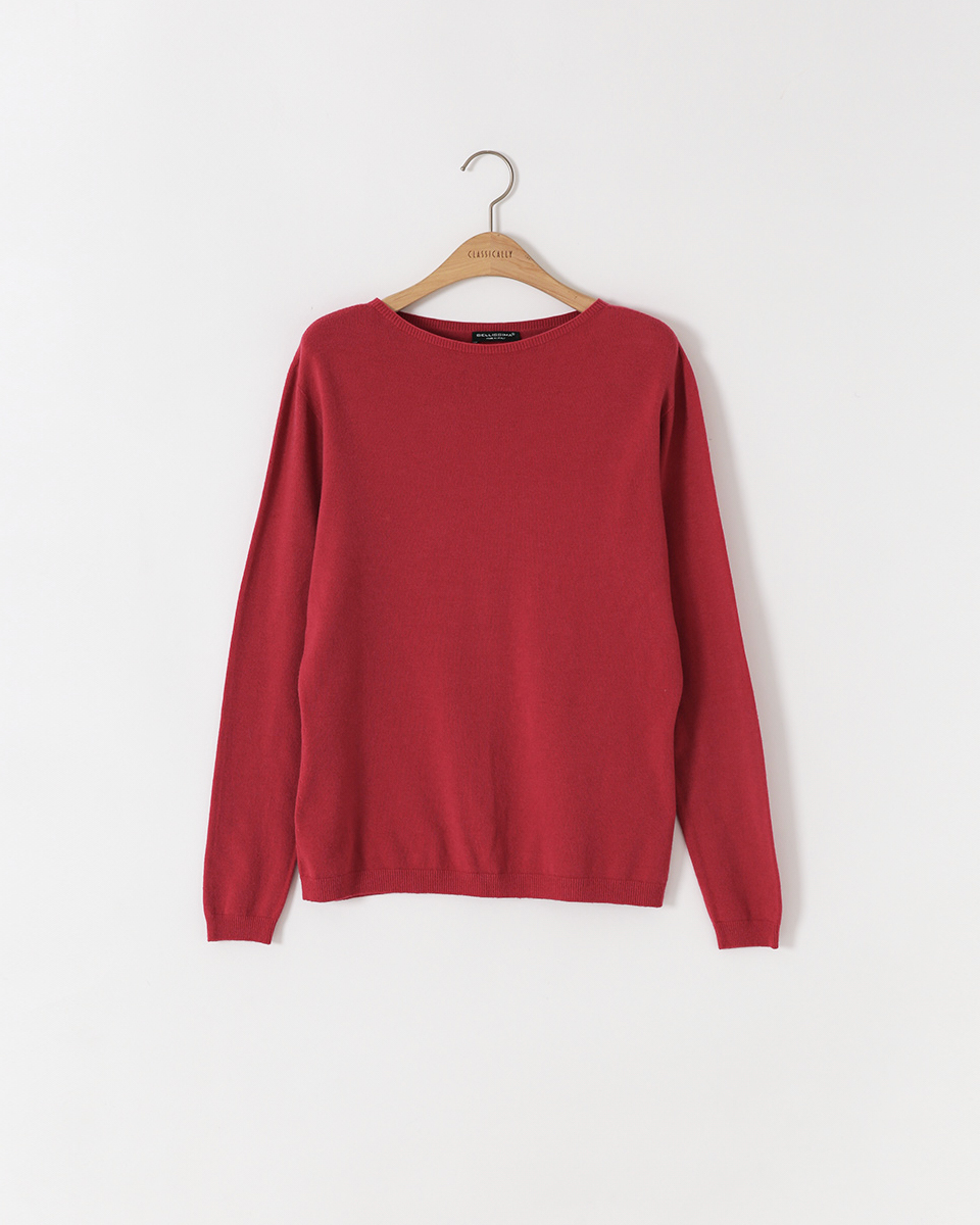 Italy Viscose Knit<br> Raund neck Slim fit Red