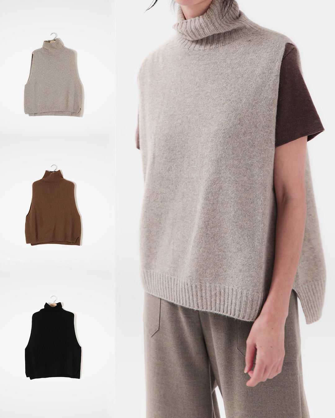 Coziness that even hides flab<br> Neck Warmer Vest 3 Colors