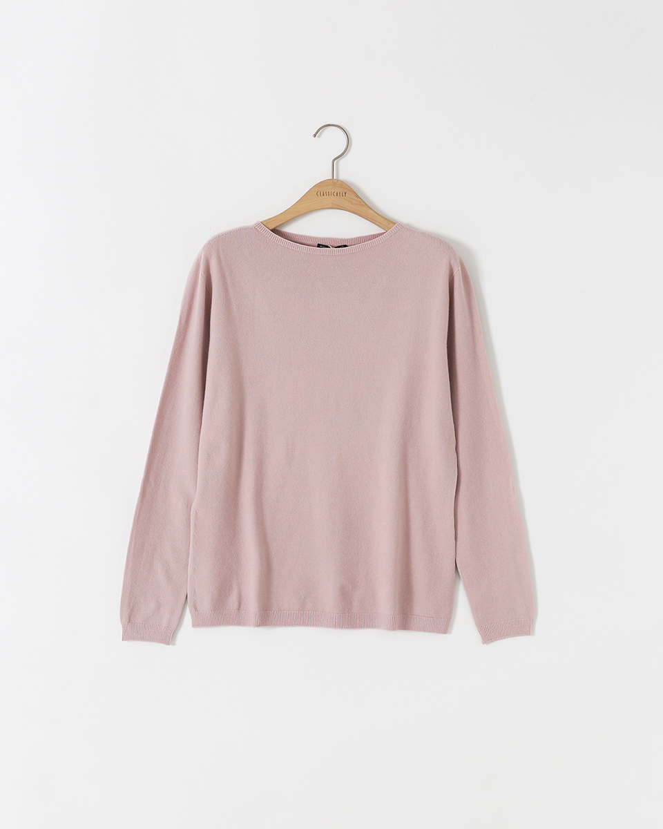 Italy Viscose Knit<br> Raund neck Slim fit Pink