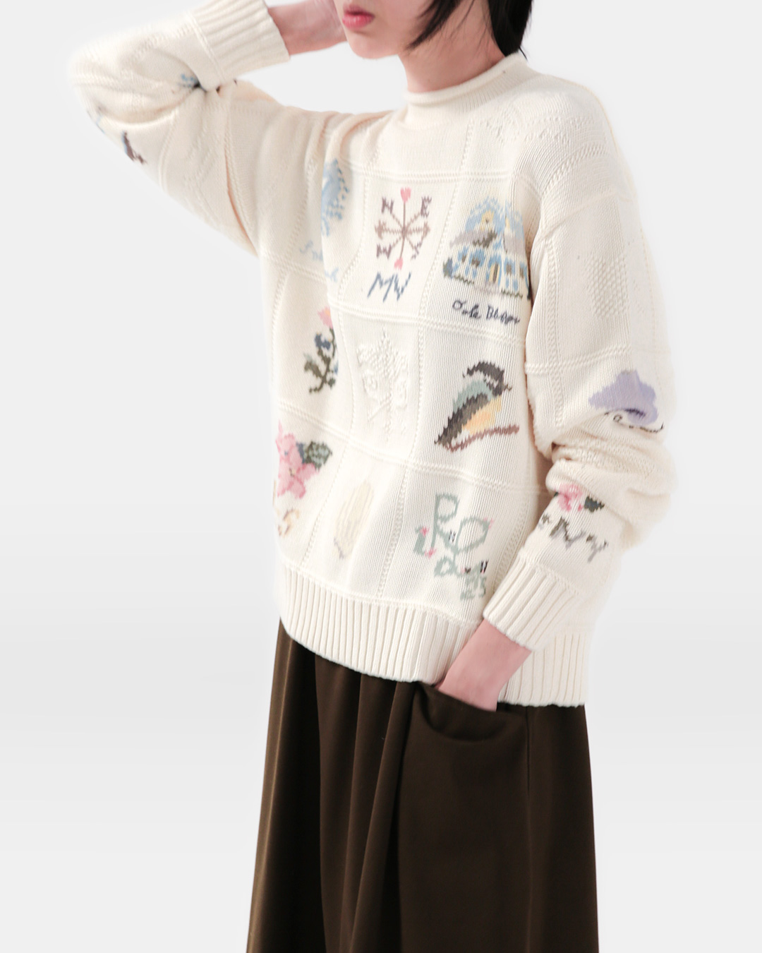 Adding a little excitement<br> Intarsia Embroidery Knit Tower