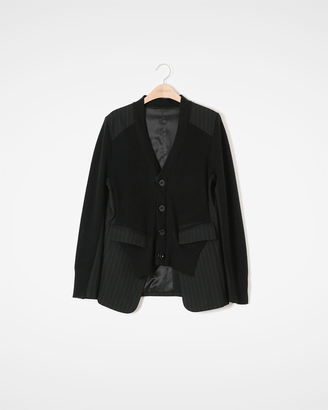Knit and Tailored Hybrid Blazer Cardigan<br> Hybrid blazer-knit cardigan