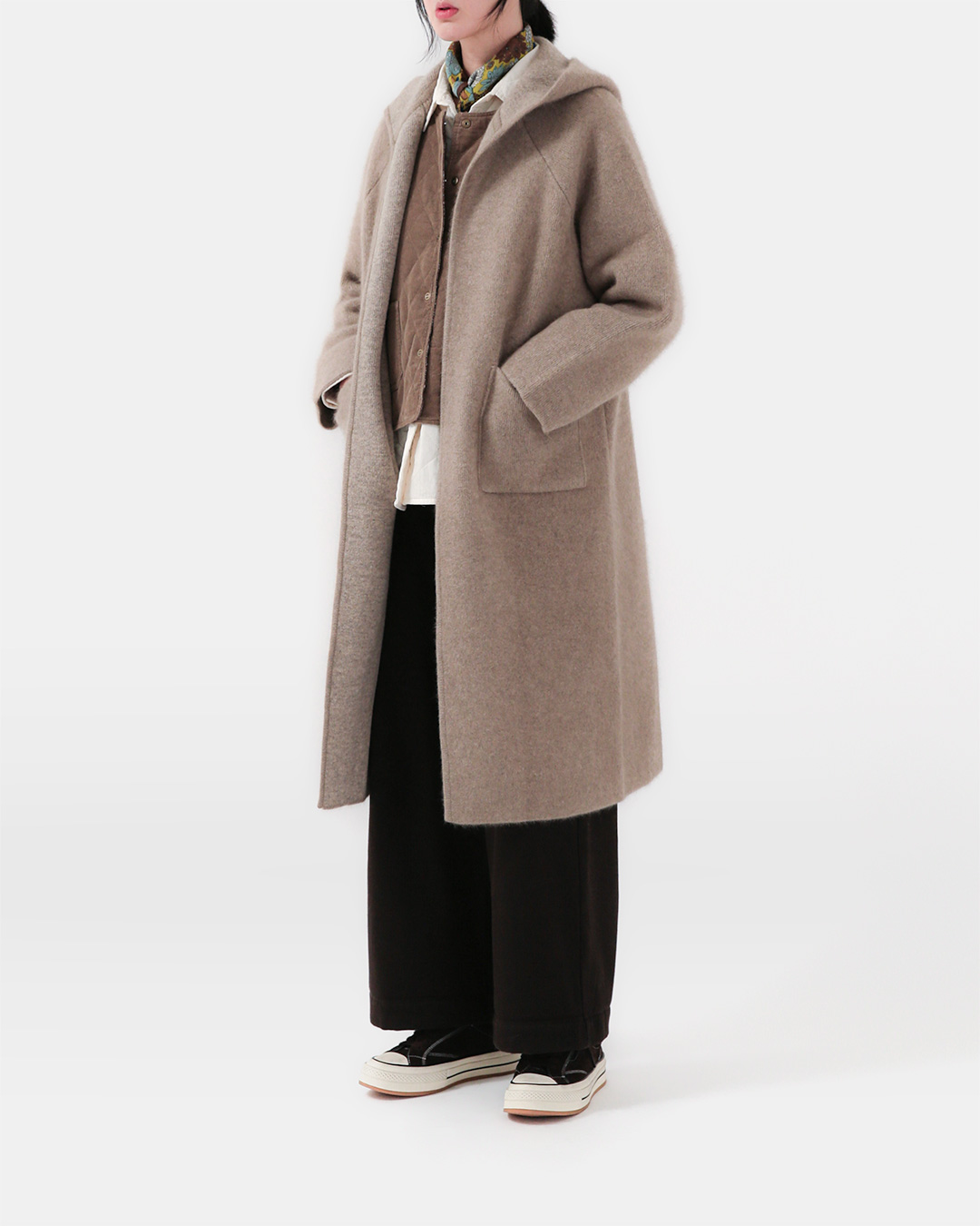 포근함이 Padding 부럽지 않아요<br> raccoon 메리노 Hood Cardigan