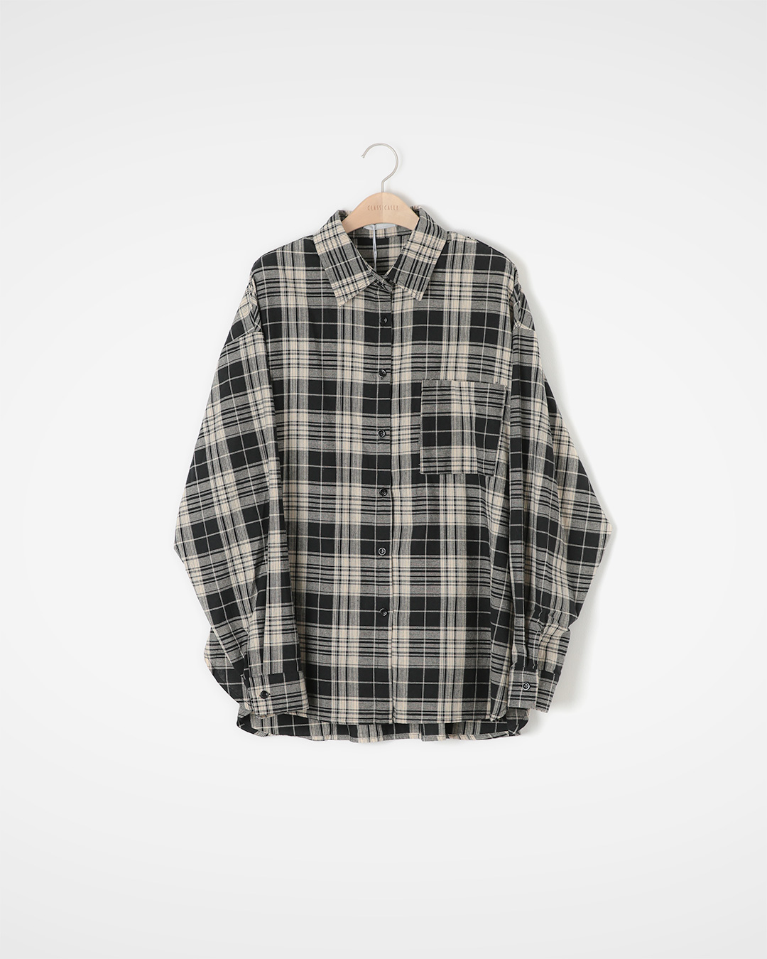 navy check cotton-blend shirt
