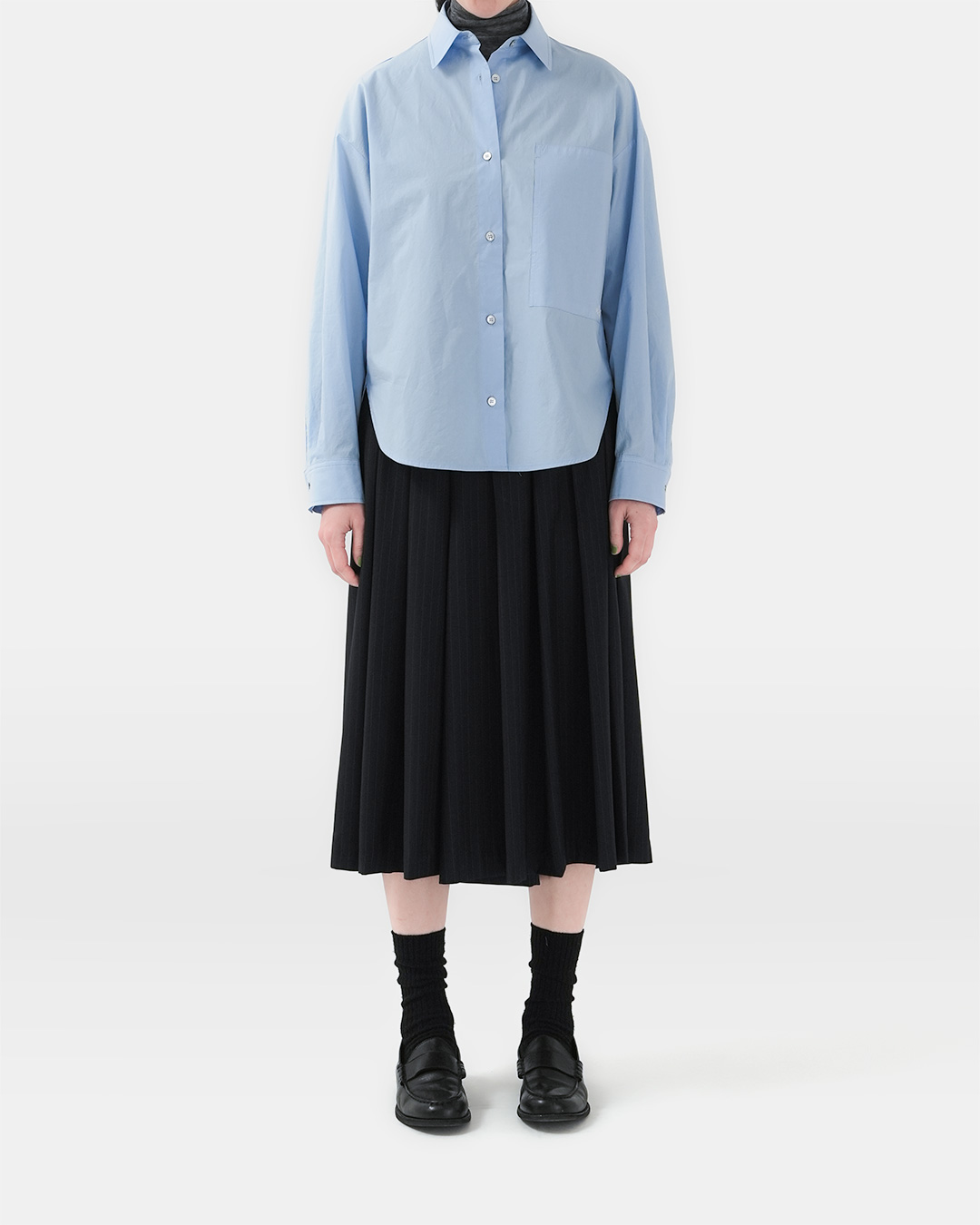 Elegant like a skirt, comfortable like pants<br> pinstripe pleats culottes