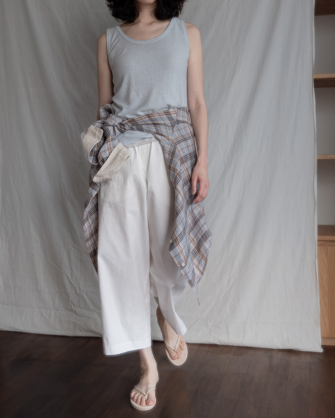 A relaxing day together<br> easy-banding wide pants