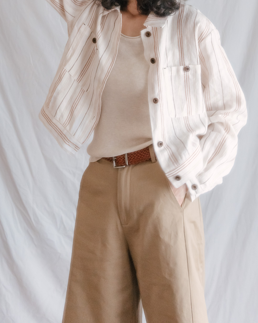 내추럴한 Linen 텍스처와<br> Stripe 패턴이 만나