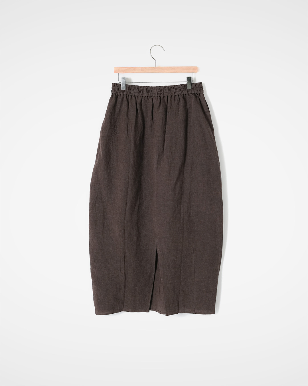 걷는 순간 더 예뻐지는 Linen Skirt<br> deep brown linen slit skirt