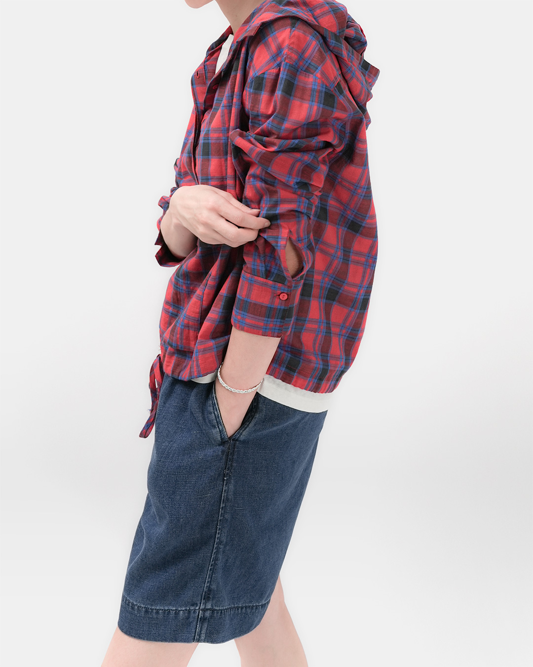 생기를 입는 Classic<br> Red Tartan Cotton Shirt