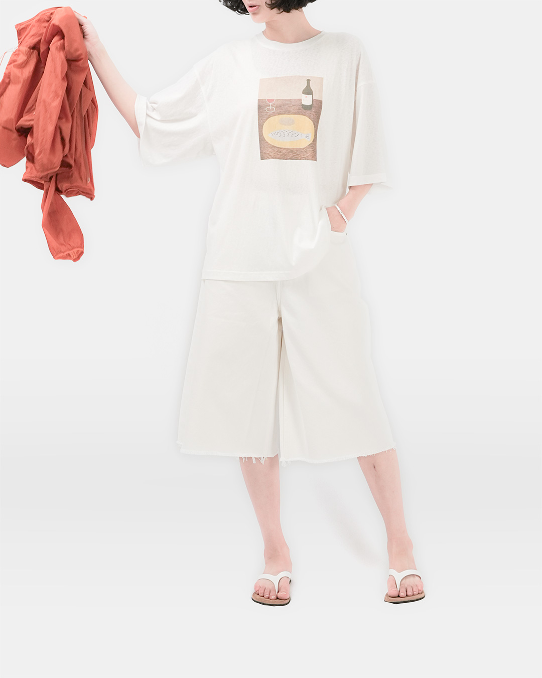 스커트처럼 단정한 Denim Pants<br> White Denim Culotte Pants
