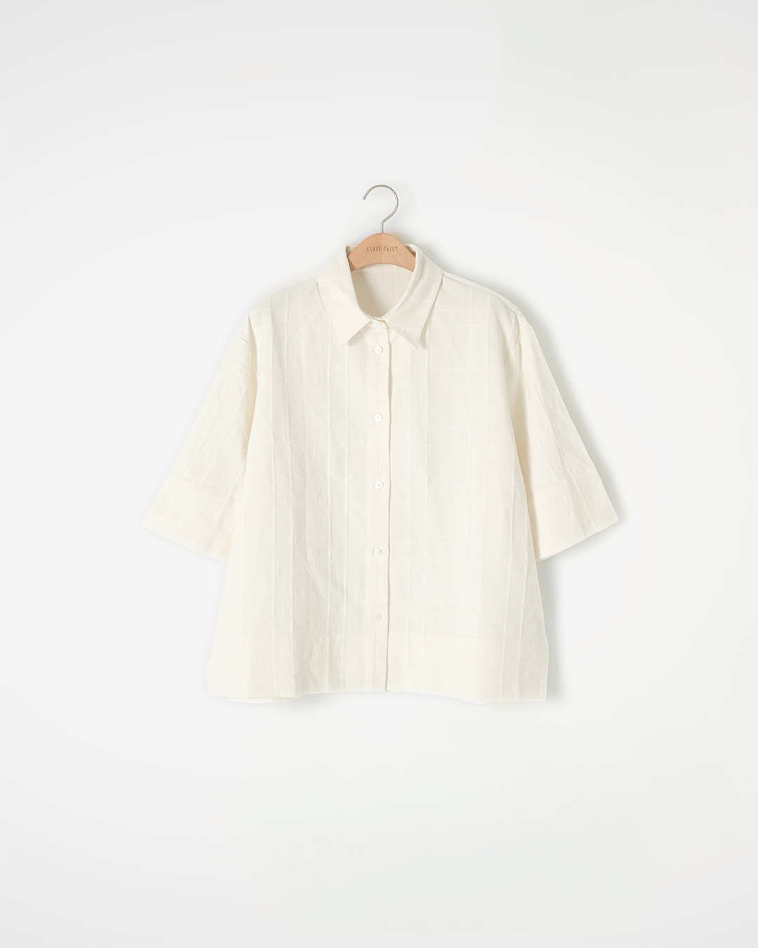White 셔츠의 조용한 차이<br> Italian Cotton Linen Check Shirt