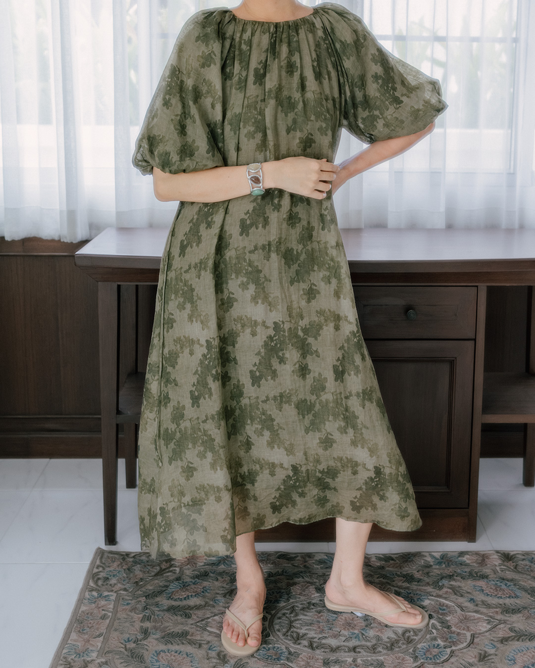 Summer 정원처럼 가볍게<br> Ramie Botanical Sleeveless Dress