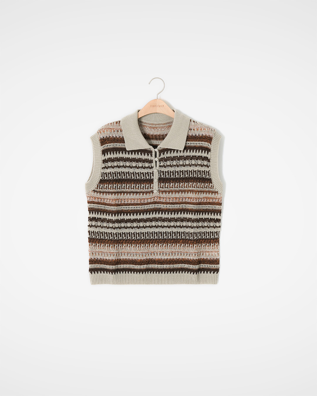 A day when you need a subtle presence<br> jacquard knit collar vest