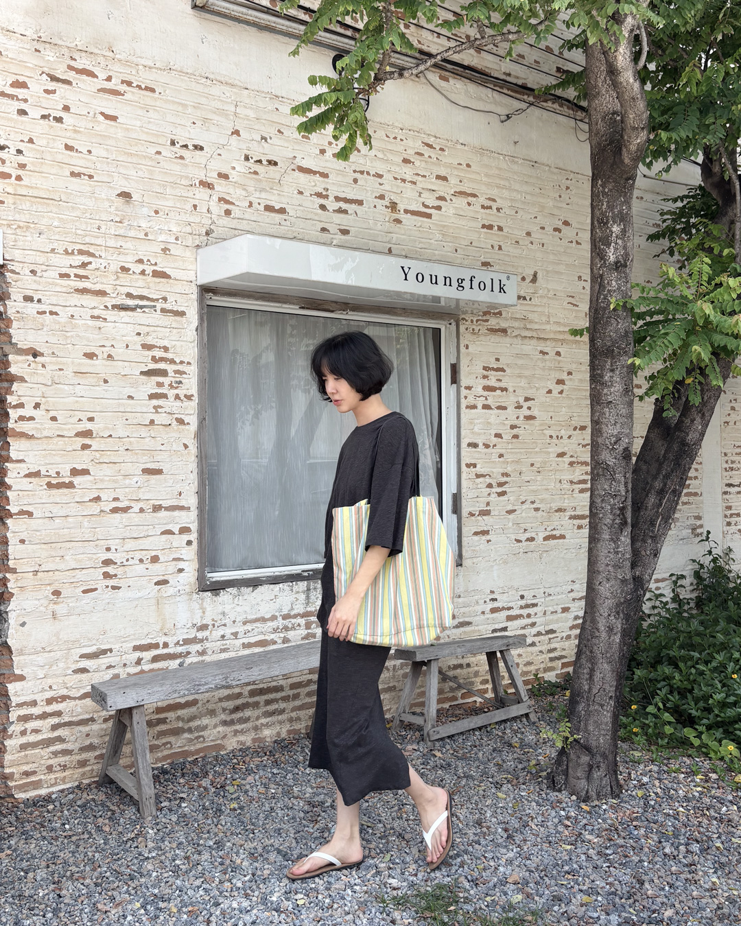 Lightly capturing summer<br> Stripe Canvas Shopper Bag