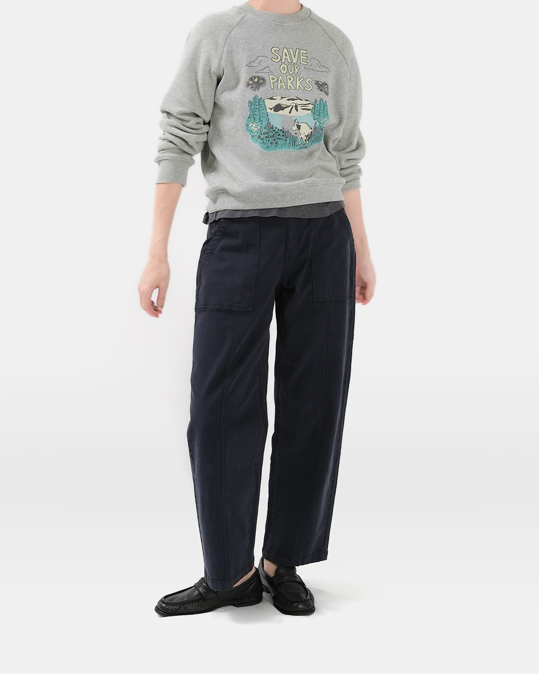 Adding gentle wit to everyday life<br> park graphic cotton sweatshirt