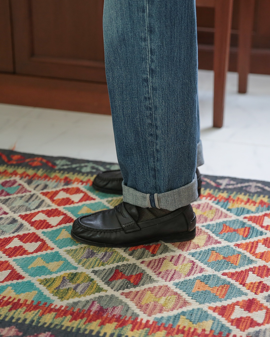오래 두고 Purple 신는<br> classically leather loafer