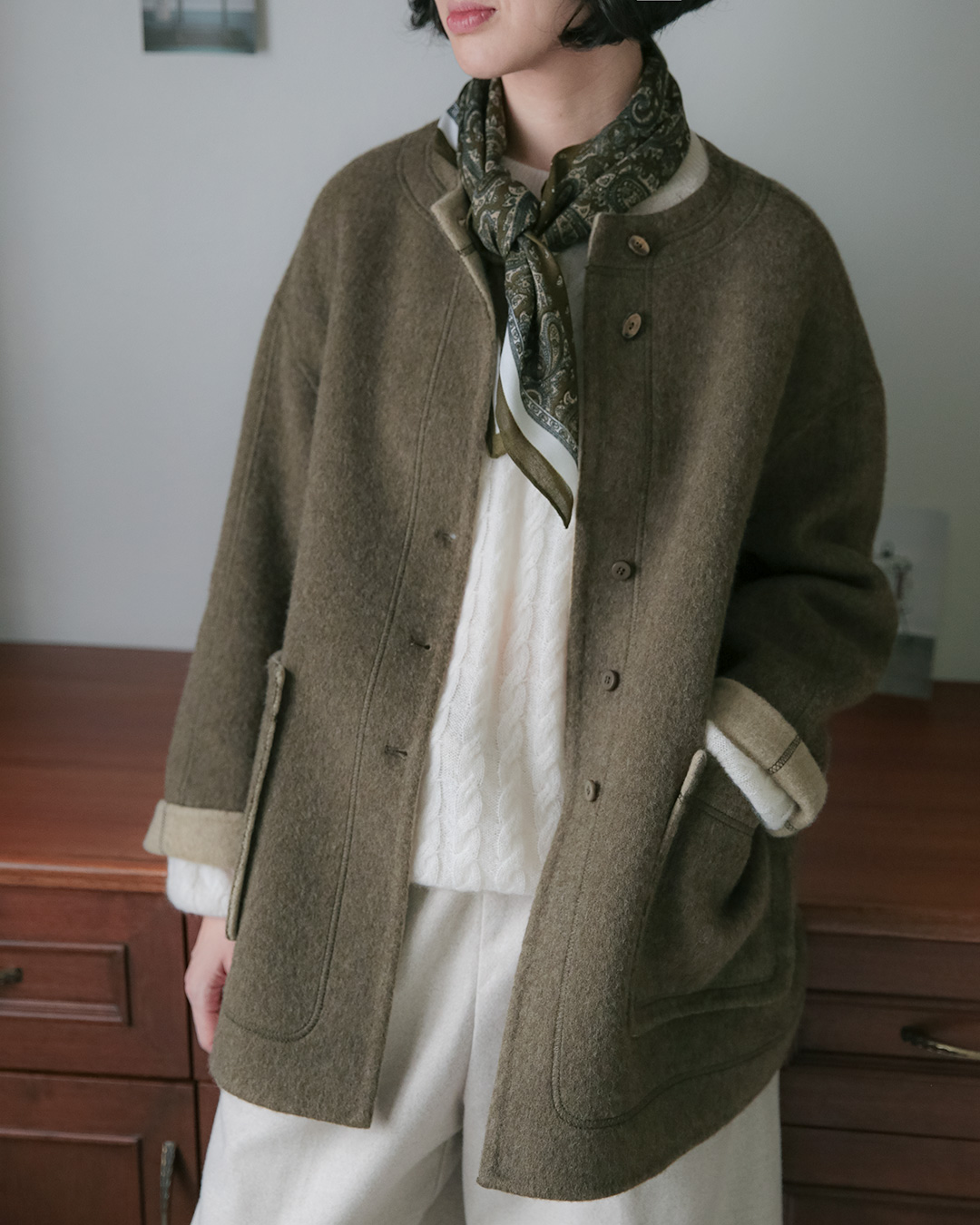 Things that get better the longer you wear them<br> Cashmere Wool Collarless Coat