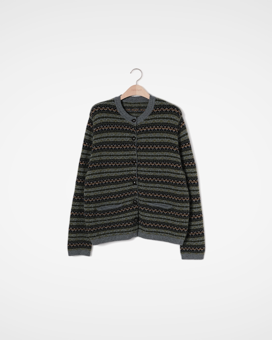 Invitation to a Solid Color Wardrobe<br> Patterned Round Neck Cardigan