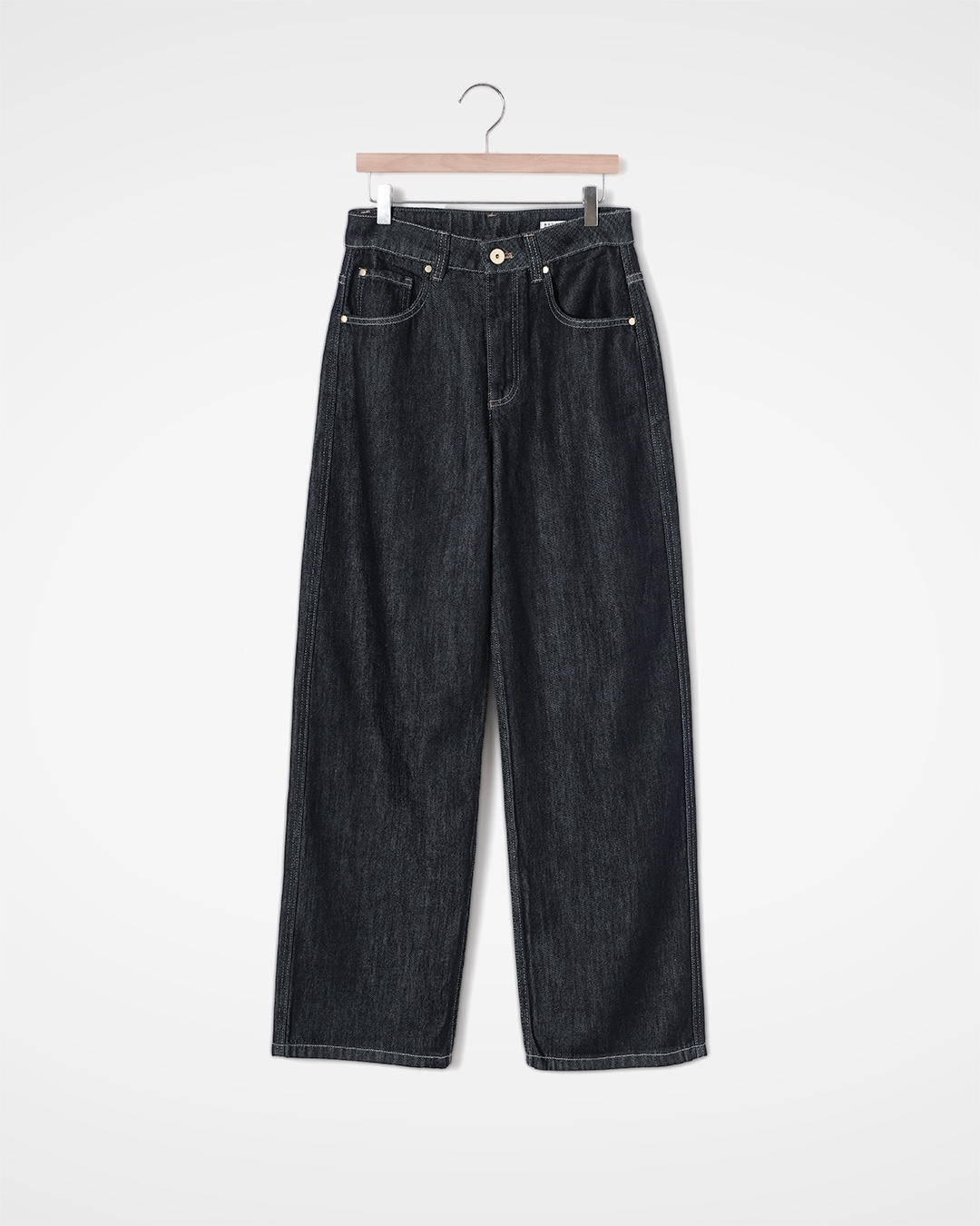 Familiar denim, new proportions<br> Wide Leg Dark Denim Jeans